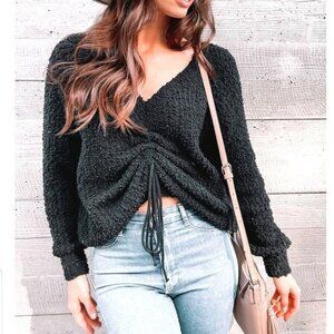 Soft popcorn runched detail sweater